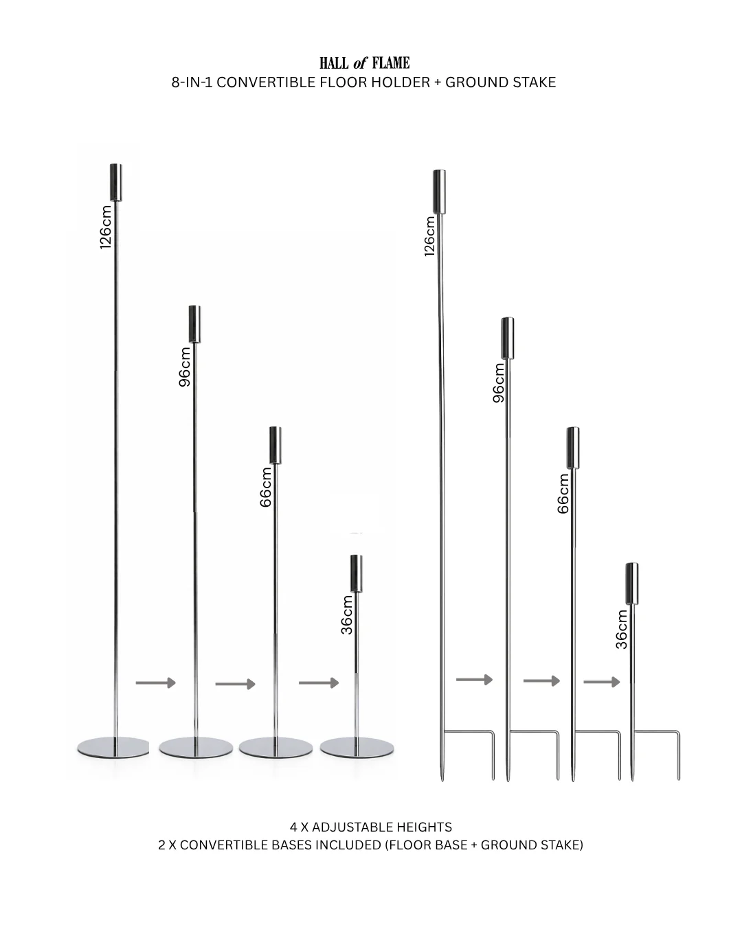 8-in-1 Convertible Candle Holder - Ground Stake & Floor Bases - Image 5